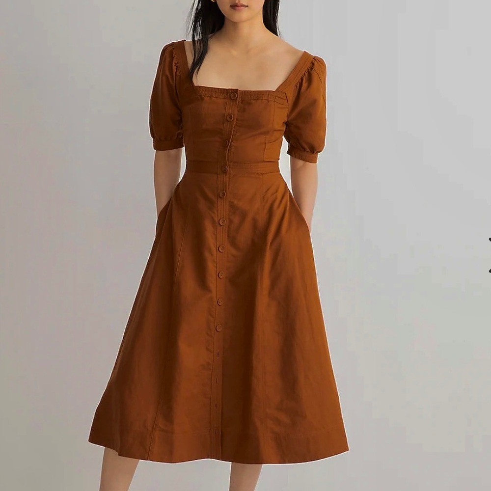 Madewell Puff-Sleeve Midi Dress